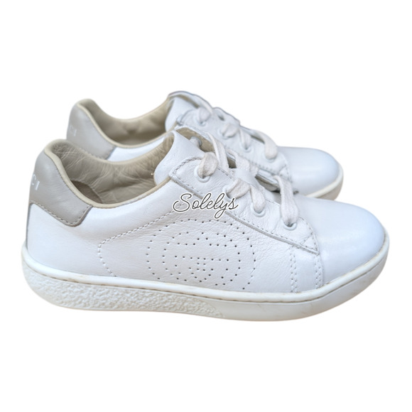 Gucci Ace Interlocking GG Logo White Calfskin Leather Sneaker Toddler EU 24 US 8 - Picture 1 of 11